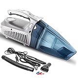 ElecTown 4in1 サイクロン カークリーナー　車用掃除機 ハンディクリーナー 乾湿両用 手軽 4.1M ロング電源コード (シルバー)