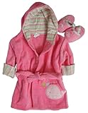 Big Oshi Baby Bath Terry Robe With Slippers, Pink, 0-9 Months by Big Oshi