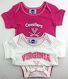 パックの2 Outerstuff公式ライセンス幼児18月Virginia Cavaliersベビー女の子ピンクandホワイトワンジーロンパースクリーパー