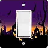 Rikki Knight Halloween Lighted Pumpkins on Purple Single Rocker Light Switch Plate [並行輸入品]