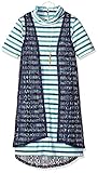Speechless Big Girls' 2 Piece Dress and Vest Turquoise/Lime 8 [並行輸入品]