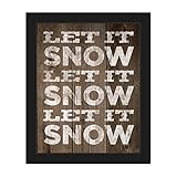 Let It Snowトリオ:素朴なMerry Christmas Holiday Greeting Quote Saying Wish On woodplank-pattern壁アートプリント 24