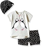 Rosie Pope Little Girls Puffin 3 Piece Set with Matching Turban Black/White 18 Months [並行輸入品]