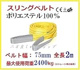 ベルトスリング  75mm巾 × 2m  ポリエステルスリングベルト 246228-01