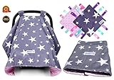 Premium 4 in 1 Baby Car Seat Cover for Girls, Extra Large, Multi-use, Infant Carseat Canopy and Secu