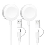 【2026新設計】POLINK 2in1 USB A+C for アップルウォッチ 充電器 Apple Watch 充電器 充電ケーブル ワイヤレス 充電機 マグネット式充電ケーブル 持ち運び便利 軽量 急速充電器 Apple Watch Series11/10/9/8/7/6/5/4/3/2/1/SE/Ultra 対応 USB-A＆C (ホワイト x 2)