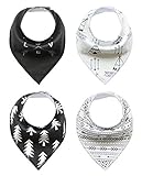 EOZY ベビー スタイ ビブ 柔らかい よだれかけ 2層タイプ 三角 スナップ 調整可能 コットン ギフト バンダナ型 かわいい 出産祝い 4枚セット Dセット