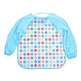 エプロン 長袖　子供用　ベビー用　お遊び着　絵画　食事用　防水 保育園 幼稚園　女の子　男の子　透明 (B)