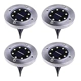 KBook 4個セット 8LED 埋め込みライト LEDソーラーガーデンライト 自動点灯 ソーラー充電式 屋外照明 防水 ガーデン、庭、芝生、公園 (4個, ウォームホワイト)