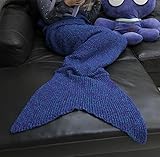 Hughapy? Teen Adult Crochet Mermaid Tail Blanket Snuggle Mermaid Cozy 71"x32" color Blue and Purple 