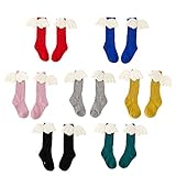 Lutents 可愛い翼付き　ベビー 靴下　ハイソックス 7足セット おしゃれ 可愛い入学 子供用 幼稚園 保育園 小学生 入園 お祝い プレゼント 春 秋 冬 カラフル かわいい リブ編み ステキな