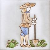 デザインタイル アルプスの花園シリーズ シャベルを持つ青年