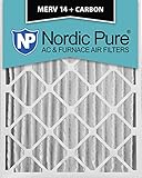 Nordic Pure 20 x 24 x 4 m14 + C - 1 MERV 14 PlusカーボンAC炉エアフィルタ、qty-1