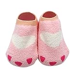 Ochine　赤ちゃん ベビー 新生児 可愛い ソックス 靴下　ハートプリント　純色　柔らかい 靴下 保温ソックス ムール用　外用　お祝い 出産 祝い 3色選択 (S、0-2歳, ピンク)