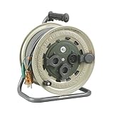 ハタヤ (HATAYA) コードリール 屋外用 (防雨型) 100V型 コード50m 太さ2.0㎟ 標準型 安全防雨構造設計 (IP55) 温度センサー内蔵 (電線溶解防止機能) コンセント3個 コンセント防雨キャップ パイロットランプ内蔵 防泥カバー 家庭用 工場用 建設現場 サンタイガーレインボーリール GX-50