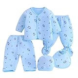 Pumpumly　ベビー　長袖　厚手　秋冬　赤ちゃん　新生児　カバーオール　男女兼用　ボディースーツ　暖かい　保温防寒　満月服/出産祝い/プレゼント　5点/セット　59ｃｍ　3ヶ月