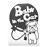 ブラック（黒） 犬 ブルドッグ 風船 Baby in the car ベビー イン ザ カー ベビーインカー ステッカー 窓ガラス用シールタイプ 車 円戌...
