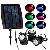 T-SUN ガーデンライト ソーラーライト 水中灯 LED スポットライト RGBカラーライト イルミネーション IP68 省エネ 屋外用 芝生 庭など対応 LED照明