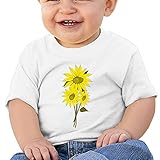 ファッション ボーイとガール ヒマワリ 画像 イラスト 丸首シャツ カジュアル White Size 6 M