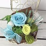 誕生石アクアマリン色の贈り物　♪バースデイローズ　♪　ワイヤーBOX　（プリザーブドフラワー）