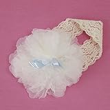 ベビーヘアバンド 1才 花 リボン 水色