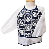 (ニニータ)ninita　お食事エプロン 長袖エプロン 袖付きエプロン/G.ハートバンビ柄(ネイビー)