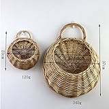 Liebeye 2点セット 花かご 籐製 ストローバスケット 壁掛け フラワーポット 壁アート 芸術 編み込み プランター ホーム インテリア 可愛い おしゃれ 田園調 カーキ
