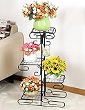 CHAOXIANG フラワーシェルフアイアンフロアタイプ4層植木鉢ヨーロッパの屋内と屋外の植物棚 (色 : ブラック, サイズ さいず : 52cm*23cm*83cm)