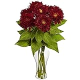 Nearly Natural 1360-RD Sunflower Arrangement with Vase, Red [並行輸入品]