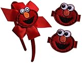Elmo Preschoolと幼児ヘッドバンドと一致するヘアクリップセットby Funny Girl Designs