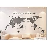 Amazon Decowall Dlt 1609g モダングレー 世界地図 特大 ウォール ステッカー デコ 幼稚園 保育園 子供部屋 Diy 用 壁転写 シール ウォールアート シール 男の子 女の子 13代 こども バスルーム デコレーション ビニール 寝室用 ティーン キッズ ウォールステッカー