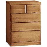 ミリオン 鍵付 天然木 4段チェスト 幅60cm 1人暮らし 引き出し収納タンス 70022