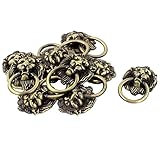 SODIAL(R) ドレッサーキャビネットドアライオンヘッドデザインメタルプルハンドル10個