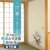 菊池襖紙工場 水で貼る切手タイプのふすま紙 織物風 (花車/はなぐるま) 2枚入り SA-356