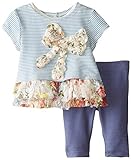 Pippa & Julie Baby-Girls Newborn Three Piece Striped and Floral Set Ribbon Multi 0-3 Months [並行輸入品]