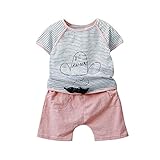 (プタス)Putars ベイビー服 子供服 上下セット 男の子 Tシャツ 半袖 縞模様 髭柄 パンツ 可愛い オシャレ スポーツ 運動会 通園 旅行 記念日 プレゼント 2-7歳