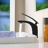 Fuloon　バスルーム・キッチン用　洗面用　蛇口　冷熱スイッチ付き　銅と合金素材　15.5cm　おしゃれ　７色選択可能　シングルレバー混合栓　家庭・ホテル・レストラン利用可能 (サイズ1, ブラック