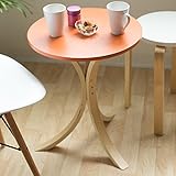 【サイドテーブル 木製】あなたの隣にキュートなテーブル ★ ポルタ ー Porta ★ 北欧スタイル 木製テーブル 丸テーブル 軽量 色：オレンジ