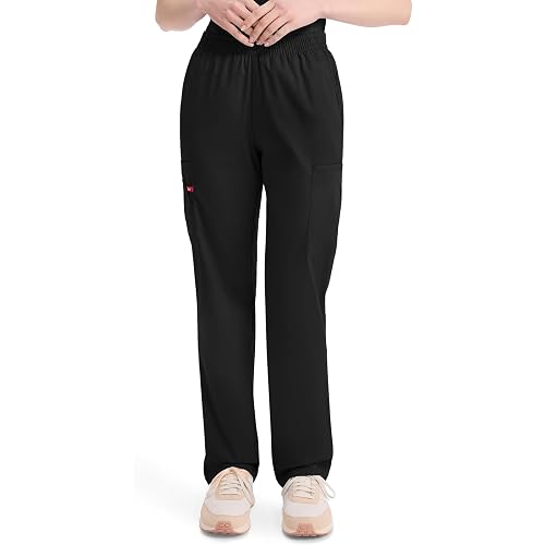 Dickies Women's Signature Elastic Waist Scrubs Pant, White, 3X-Large