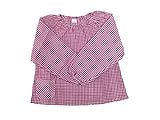 子供　長袖　スモック　エプロン　食事用　お絵かき用　ギンガムチェック柄　すっぽり被れるタイプ　ポケット付き　m-ap008 (110, ピンク)