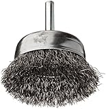 Weiler Stem-Mounted Wire Cup Brush, Round Shank, Steel, Crimped Wire, 2" Diameter, 0.0118" Wire Diam