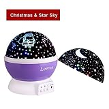 Baby夜ライトランプ、Romantic 360度回転Santa Claus withクリスマスギフトカバー& Star with Sky Moonカバープロジェクタライトカラー変更LED for C