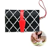 赤ちゃん おむつ替えシート ベビー マット 防水 ストラップ 小物入れ付き 補充 ティッシュ 便利 BEATON JAPAN (ブラック)