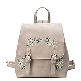 Happyハッピー耳　人気　レディース　刺繍　レザー　デイパック　防水　シンプル　バックパック　通勤　通学用　高校生　大学生　全４色 (グレー)