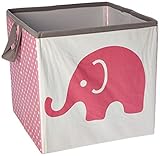 Bacati Elephants Storage Tote Basket, Pink/Grey, Small by Bacati