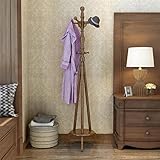 LXLA- ハンガーフロアシングルポールアセンブリベッドルームコートラックシェルフハンガーストレージ衣類ラックシェルフソリッドウッド