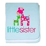 CafePress – ファンキーキリンLittle Sister – スーパーソフトベビー毛布、新生児おくるみ ブルー 050745214925CD2