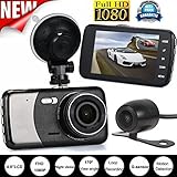 Dash Cam, Swizze 4'' Dual Lens Camera Car DVR Vehicle Video Recorder, 170° Angle, WDR Super Night Vi