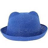 (ビグッド)Bigood かわいい 赤ちゃん ベビー帽子 麦わら帽子 子供 男の子 耳付きハット キッズ 女の子 ストローハット 日よけ 春夏 アウトドア 通気性 サファイア