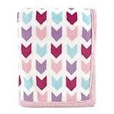 Hudson Baby Print Coral Fleece Blanket, Pink Chevron by Hudson Baby